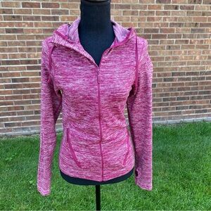 Marled Keyhole Burgundy Zipper Jacket